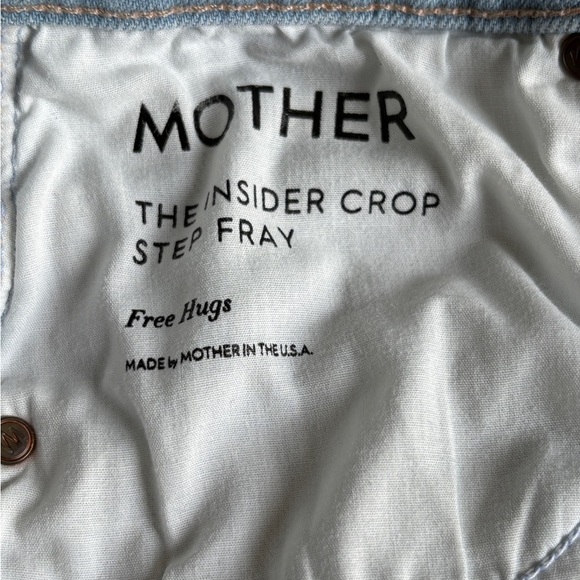 MOTHER The Insider Crop Step Fray Denim Jeans Free Hugs Distressed Wash Size 27 - Picture 4 of 14
